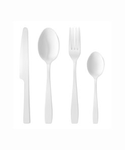Cubiertos blancos de plástico